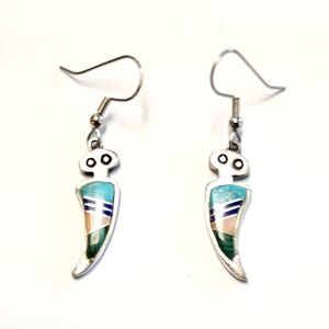 Calvin Begay Rock Critter Sterling Inlay Earrings